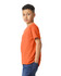A youth t-shirt in orange, featuring a relaxed fit and a plain design without visible logos or text.