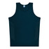 A navy blue singlet featuring a simple design with side panel detailing and a small logo.