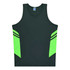 A green singlet featuring neon yellow panels on the sides, with a logo on the front.