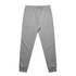 Grey premium track pants featuring an elastic waistband and fitted cuffs. Includes a logo detail.