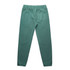 Faded track pants in a muted green shade, featuring an elastic waistband and a back pocket. Includes branding.