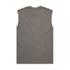 A faded olive green tank top with a sleeveless design and a plain back. Features a logo.