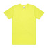 A bright yellow work t-shirt featuring a crew neck and short sleeves. It has a simple design and a logo.