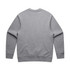 A grey jumper with a crew neck and long sleeves, featuring a plain back design and ribbed cuffs.