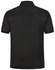 A black men's sustainable poly/cotton short-sleeve polo shirt with a simple design and a logo.