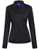 A black long-sleeve polo shirt for ladies made from bamboo charcoal fabric. Features a collar and a logo.
