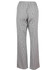 Black and white checkered chef's pants with an elastic waistband, viewed from the back. Features a logo.