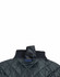 A dark green soft shell jacket with a quilted design and a ribbed collar, featuring a hanging loop at the back.
