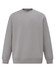 A grey crew fleece sweatshirt with long sleeves and a round neckline. It features a simple design and has a logo.