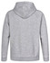A grey men's fleecy hoodie featuring a hood and a logo. The back is designed with raglan sleeves.