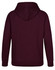 A maroon men's fleecy hoodie with a hood, featuring raglan sleeves and a solid design. It has a branding logo.