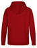 A red fleecy hoodie with a central hood and long sleeves, featuring a plain back design.