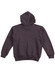 A dark grey ladies' fleece hoodie with a hood and raglan sleeves, featuring a logo.