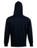 A black fleece hoodie with a close front and a hood, featuring a plain design and a logo.