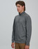 A grey men's half zip long sleeve sweat top with a casual fit and a subtle logo.