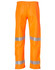 Hi-Vis safety pants in bright orange, featuring reflective 3M tape stripes for enhanced visibility and safety.