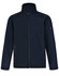A navy blue men's softshell high-tech jacket featuring a zip front and multiple pockets, including a zippered arm pocket.