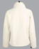 A softshell jacket in cream, featuring a high collar and a logo on the back. Classic and stylish design.