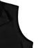 A black softshell hi-tech vest with a close-up view of the collar and zip detail, featuring a logo.