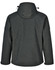 A dark green men's softshell full zip hoodie with a hood and adjustable toggles, featuring a smooth texture and casual design.