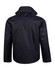 A black men's versatile jacket with a high collar and zip fastening, featuring a logo on the back.