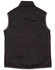 A black ladies' vest with a sleeveless design and a standard collar, featuring a branding logo.