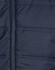 A navy blue unisex sustainable seamless parka jacket featuring a zip fastening and quilted texture.