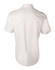 A plain white short-sleeve button-up shirt featuring a self-stripe pattern on the fabric.