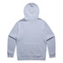A light blue hoodie with a back view, featuring a hood and long sleeves. It has a brand logo.