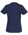 A navy women's scrub top with short sleeves and a fitted design, featuring contrast colour accents.