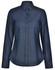 A navy blue long-sleeve button-up shirt with a pin dot pattern and a collared neckline. Features a logo on the label.
