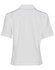 A white short sleeve overblouse with a collar, featuring a logo and a neat back design.