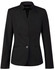 A black ladies' wool blend stretch reverse lapel jacket featuring a fitted silhouette and two buttons.