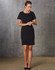 A short sleeve black dress made from poly/viscose stretch fabric, featuring a fitted design and subtle branding.