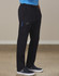 Utility cargo pants in black with side pockets and a logo. Worn with a blue shirt and casual shoes.