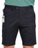Men's utility cargo shorts in black featuring side pockets and a logo on the waistband. Suitable for various activities.