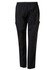 Unisex black scrub pants with an elastic waistband and side pockets, featuring a logo.