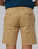 Men's stretch cotton chino shorts in khaki colour, featuring a smooth finish and back pockets with buttons.
