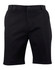 Black stretch cotton chino shorts with a front button closure and side pockets, featuring a subtle logo.