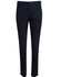 Navy blue ladies' chino pants with a fitted design, featuring side pockets and a button closure.