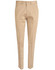 Beige ladies' chino pants featuring a slim fit and classic design, with front pockets and a button closure.