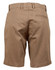 Ladies' stretch cotton chino shorts in a light brown shade, featuring a back pocket and logo branding.