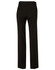 Black women's low rise pants in a wool stretch fabric, featuring a straight-leg cut and rear pockets.
