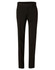 Women's low rise pants in black wool stretch featured in a sleek, tailored design. The pants have a branding logo.