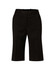 Knee-length black shorts with a flexi waist, featuring a button and belt loops, made from poly/viscose stretch fabric.