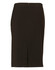 A women's mid-length lined pencil skirt in dark brown poly/viscose stretch stripe with a back zipper.