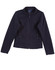 A navy polar fleece jacket featuring a zip front, stand collar, and zippered side pockets. It includes a logo on the chest.