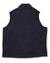 A navy fleece vest for kids, featuring a high collar and no sleeves, with a logo on the back.