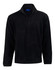 A black adult's half zip polar fleece pullover with long sleeves and a zippered neck, featuring a logo.