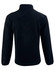 A navy blue kids' half zip polar fleece pullover with long sleeves and a high collar. It has a logo on the back.